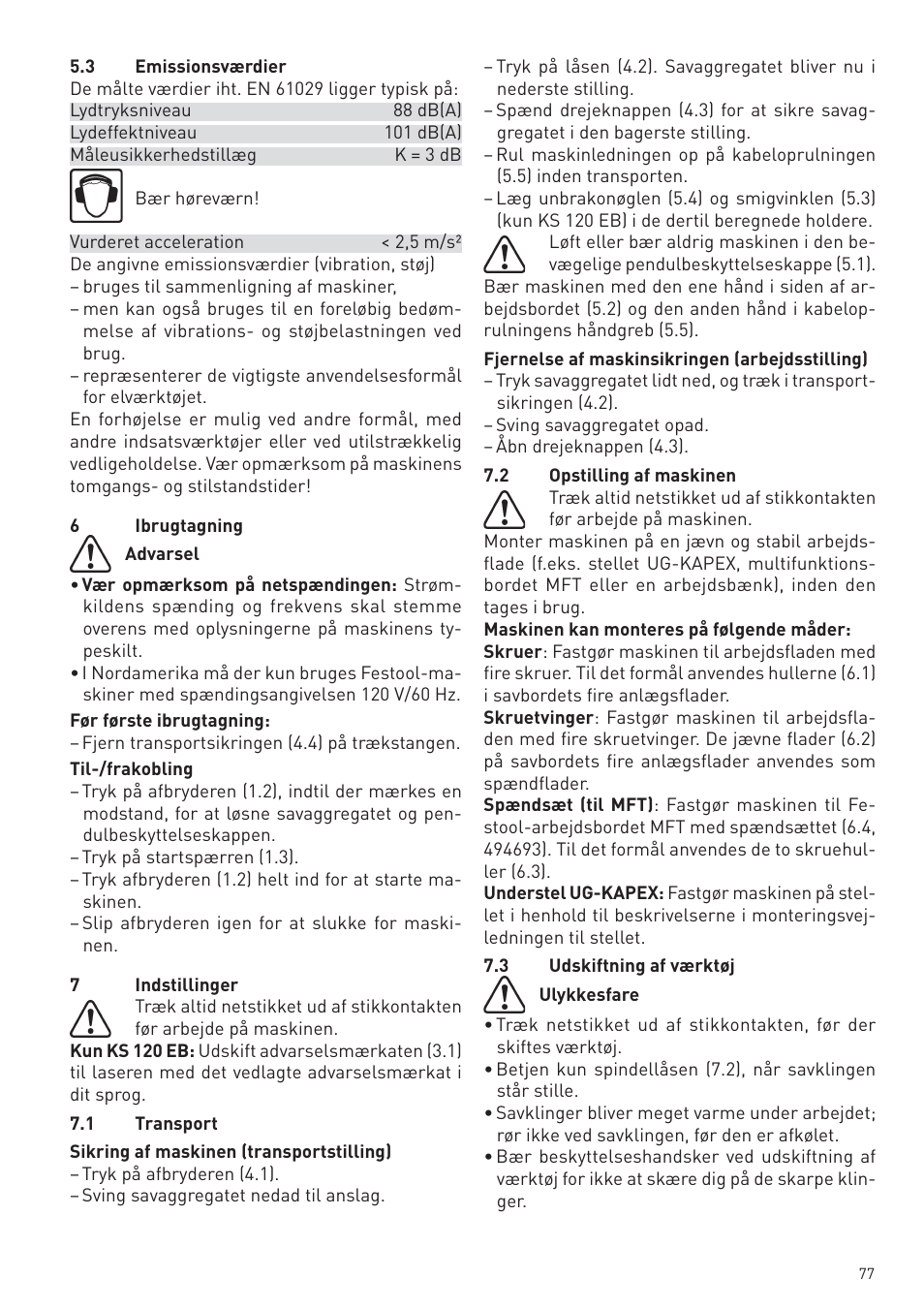 Festool KS 88 E User Manual | Page 77 / 138