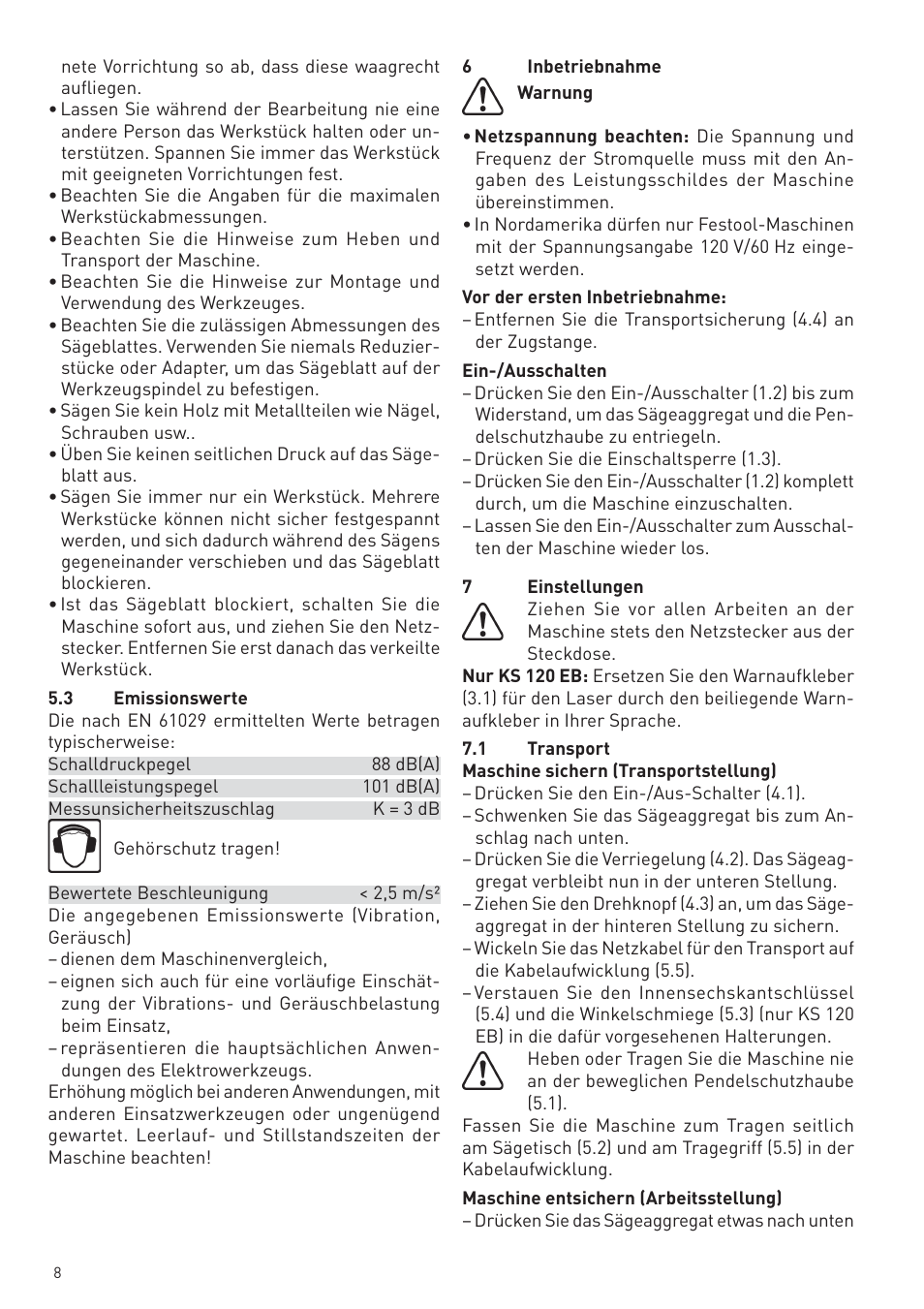 Festool KS 88 E User Manual | Page 8 / 138
