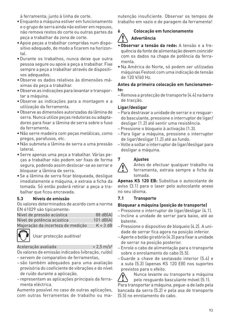 Festool KS 88 E User Manual | Page 93 / 138