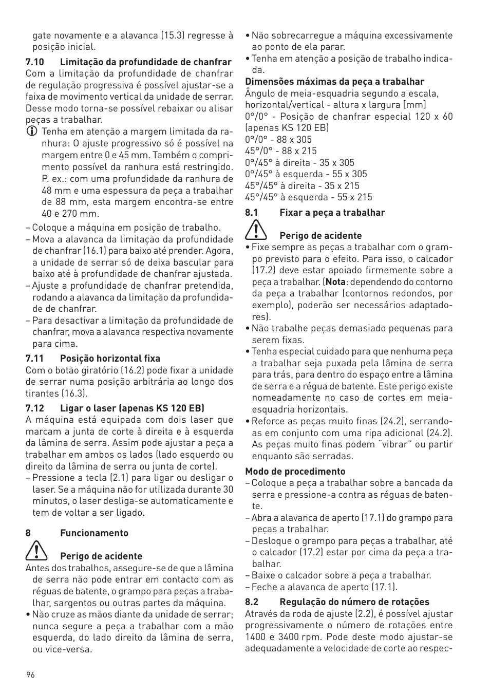Festool KS 88 E User Manual | Page 96 / 138