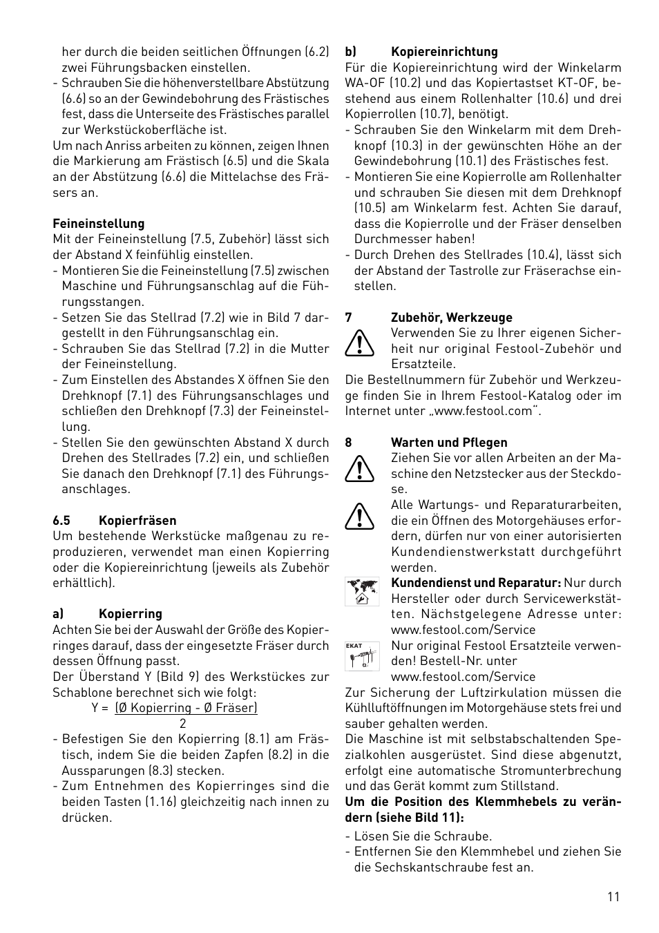 Festool OF 1400 EBQ User Manual | Page 11 / 82
