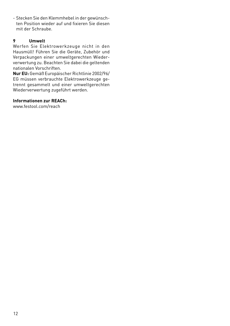 Festool OF 1400 EBQ User Manual | Page 12 / 82
