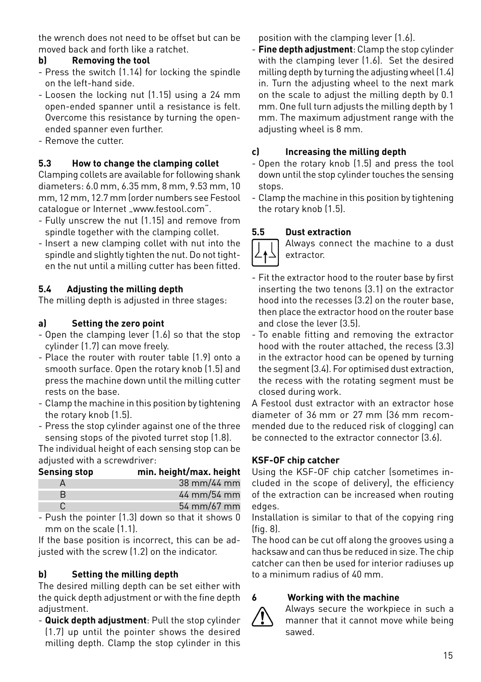 Festool OF 1400 EBQ User Manual | Page 15 / 82