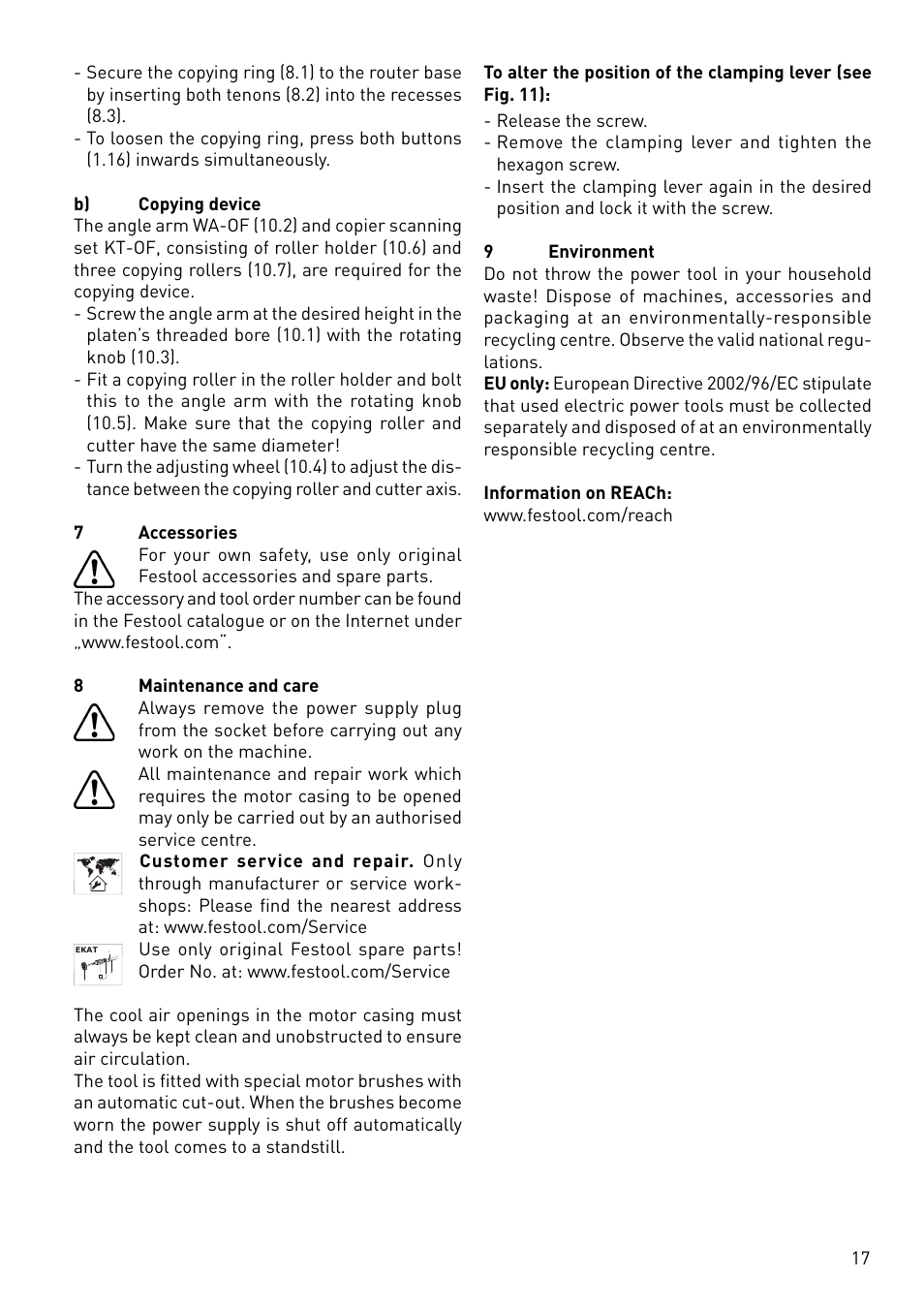Festool OF 1400 EBQ User Manual | Page 17 / 82