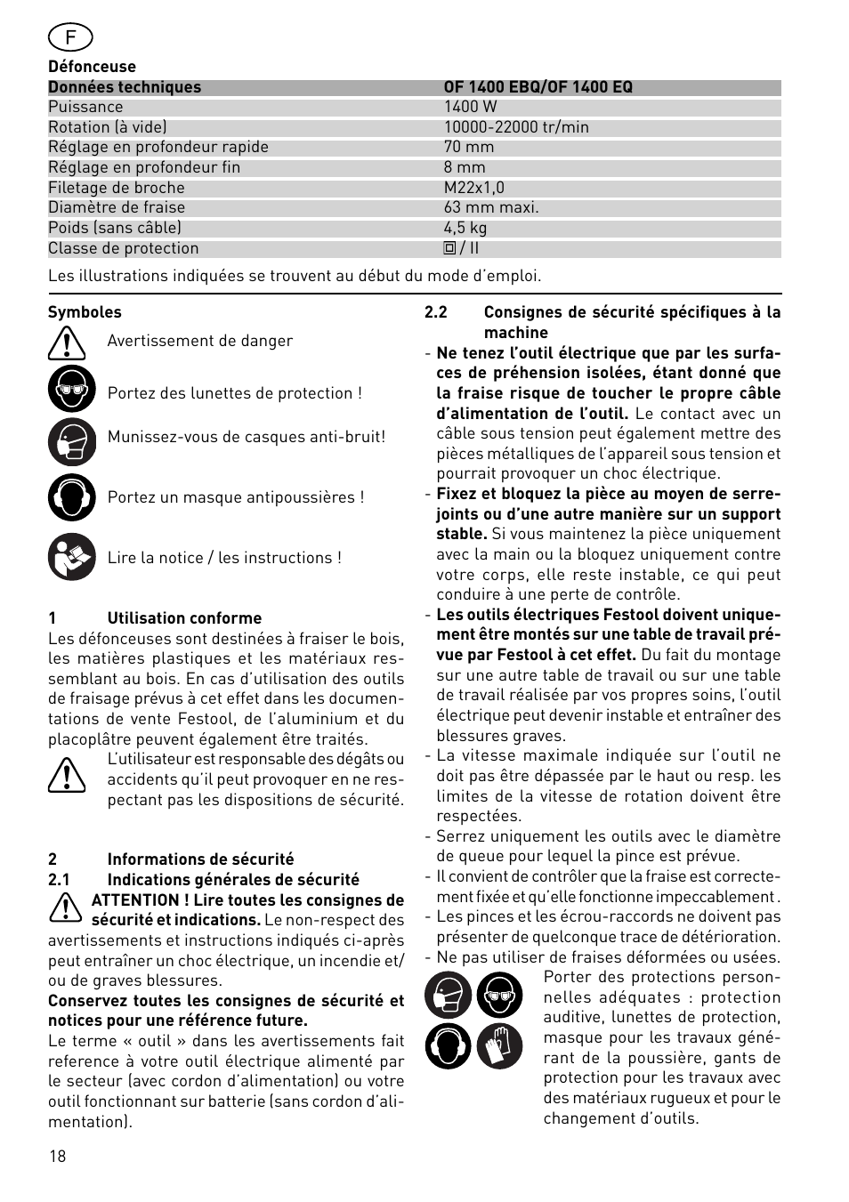 Festool OF 1400 EBQ User Manual | Page 18 / 82