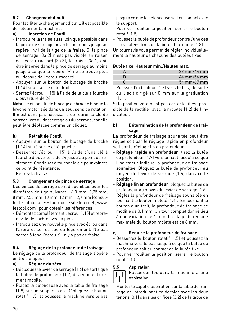 Festool OF 1400 EBQ User Manual | Page 20 / 82