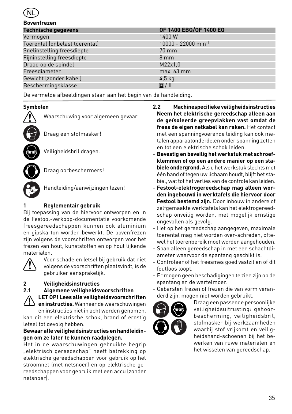 Festool OF 1400 EBQ User Manual | Page 35 / 82