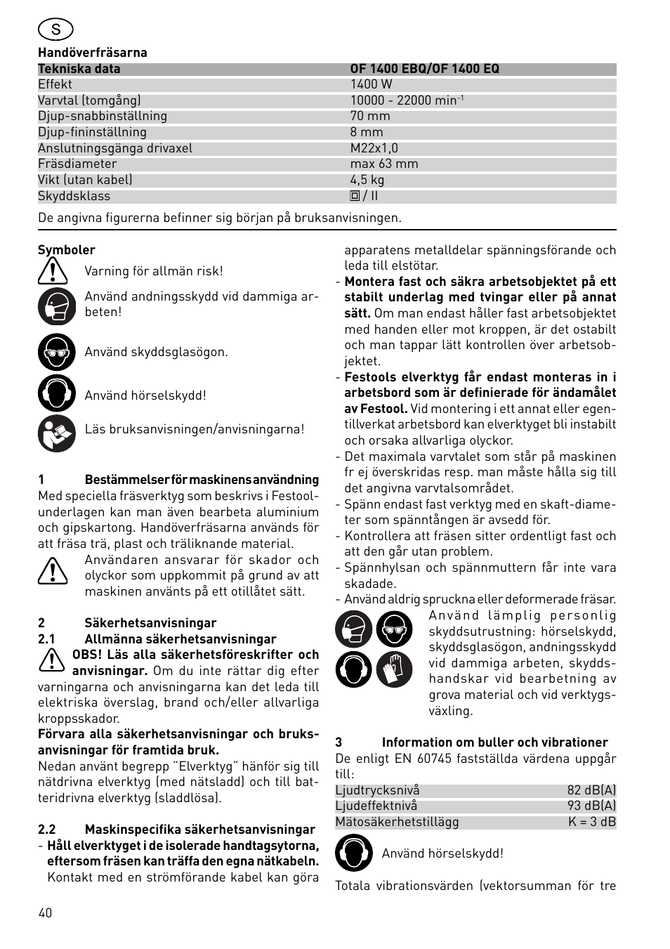 Festool OF 1400 EBQ User Manual | Page 40 / 82