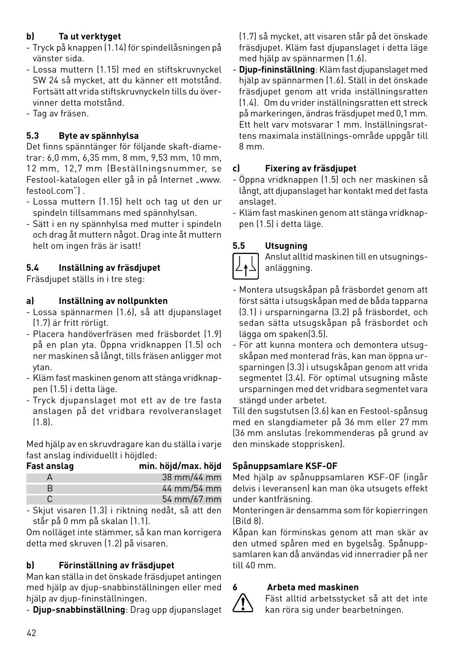 Festool OF 1400 EBQ User Manual | Page 42 / 82