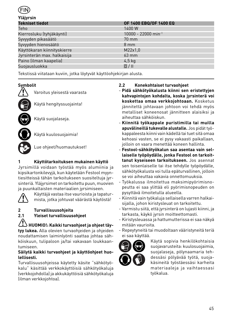 Festool OF 1400 EBQ User Manual | Page 45 / 82