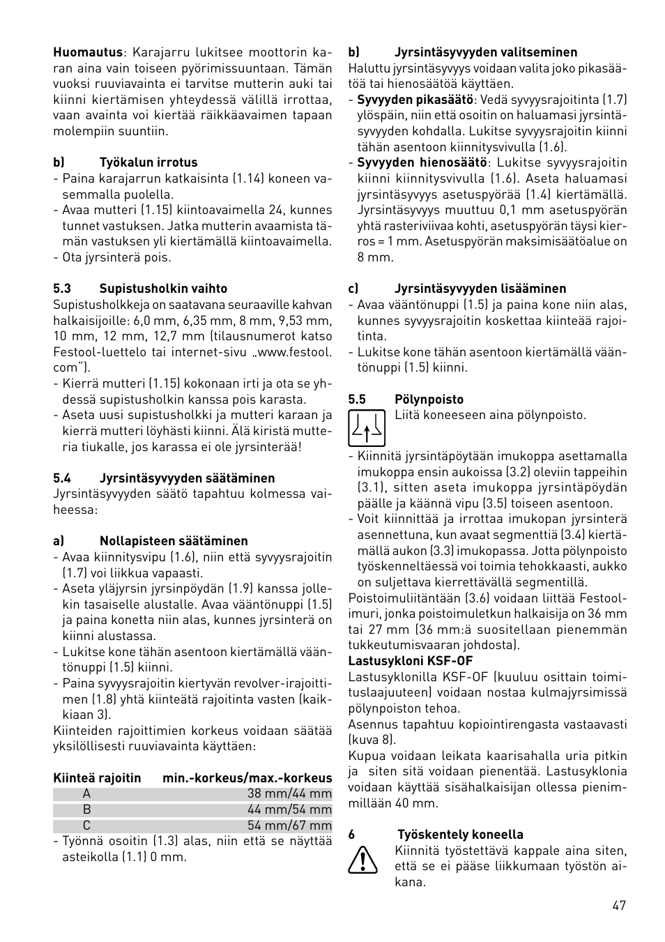 Festool OF 1400 EBQ User Manual | Page 47 / 82