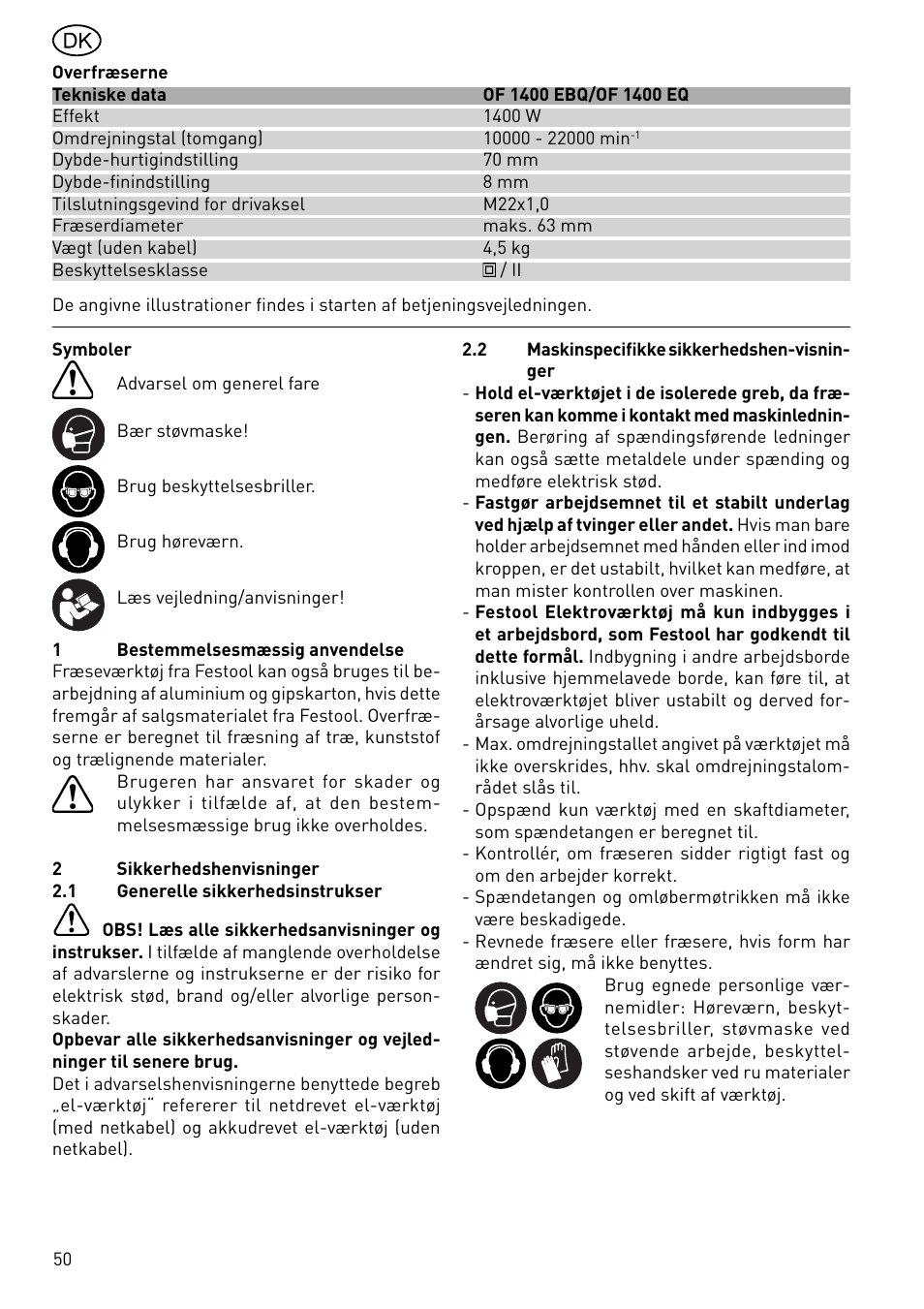 Festool OF 1400 EBQ User Manual | Page 50 / 82