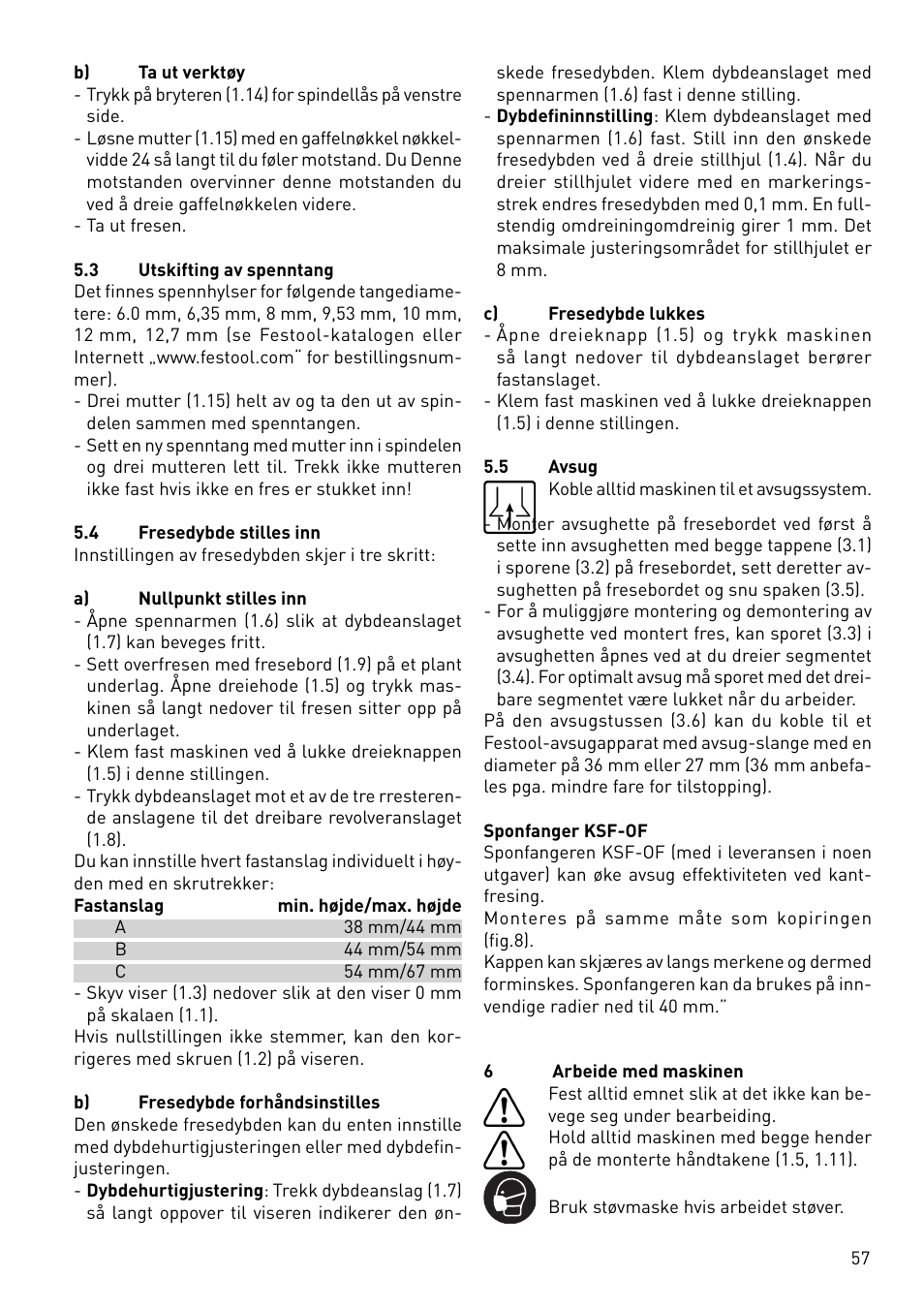 Festool OF 1400 EBQ User Manual | Page 57 / 82