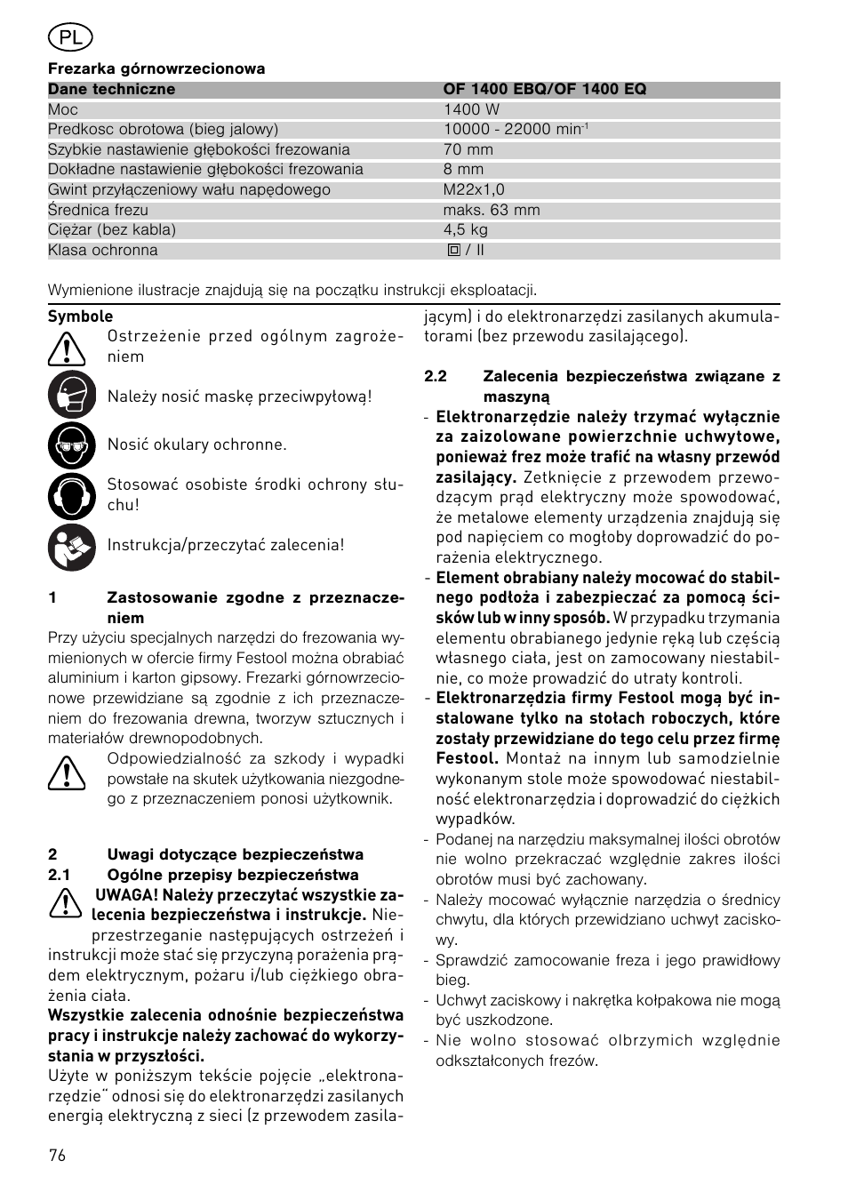 Festool OF 1400 EBQ User Manual | Page 76 / 82
