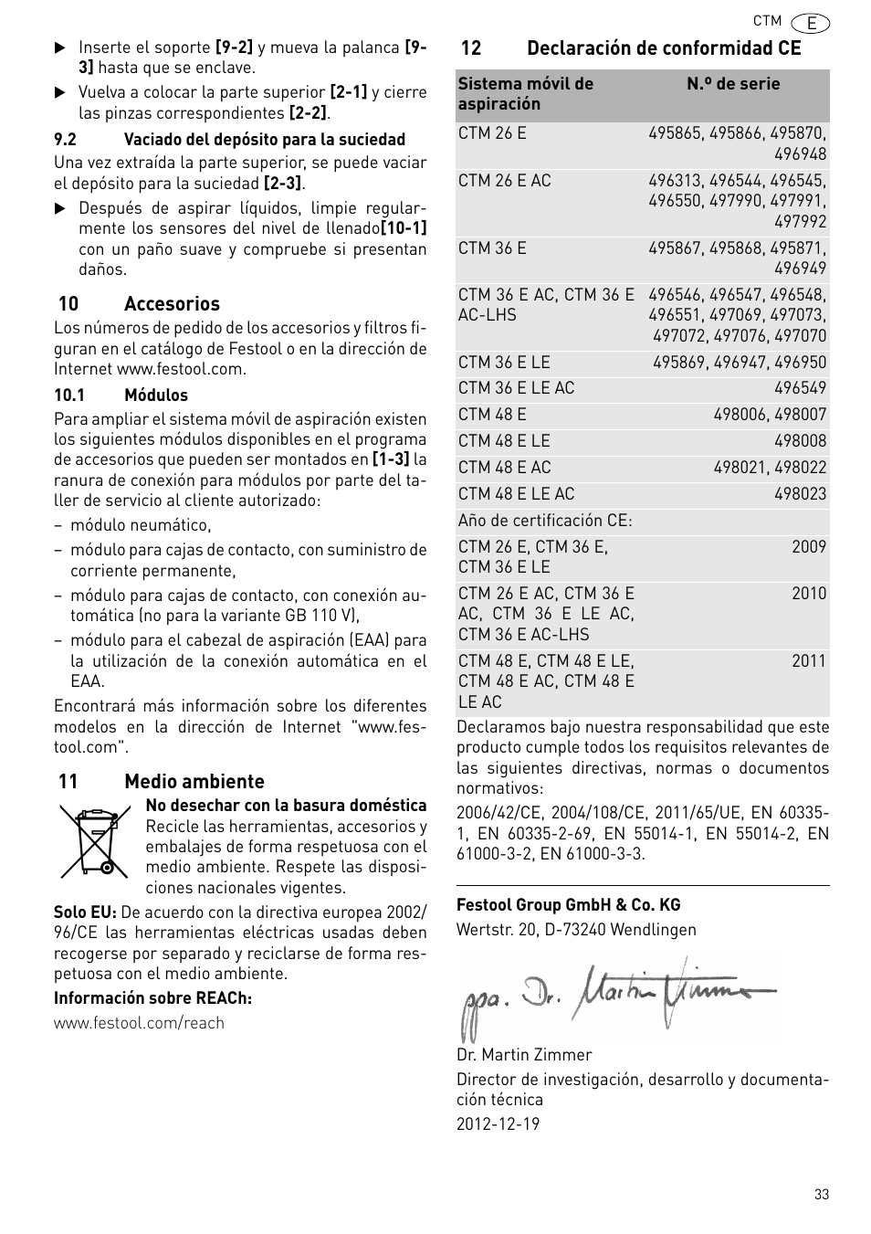 Festool CTM 48 E-LE-AC CLEANTEX User Manual | Page 33 / 101