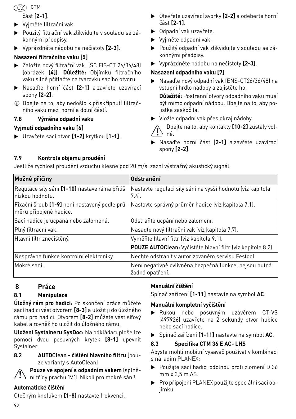 8práce | Festool CTM 48 E-LE-AC CLEANTEX User Manual | Page 92 / 101