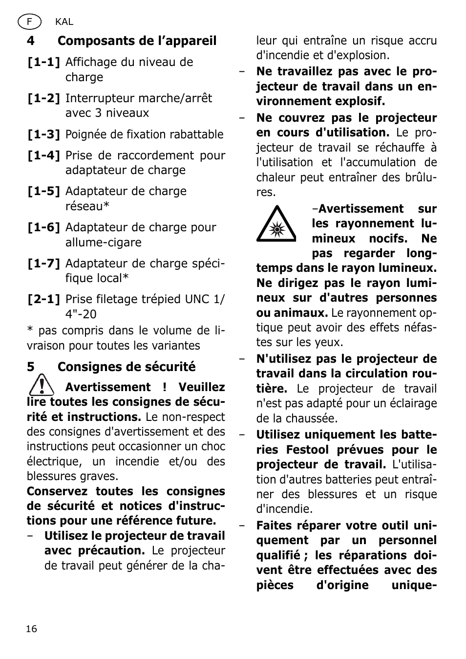 Festool KAL User Manual | Page 16 / 79