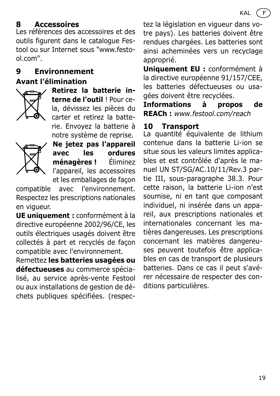 Festool KAL User Manual | Page 19 / 79