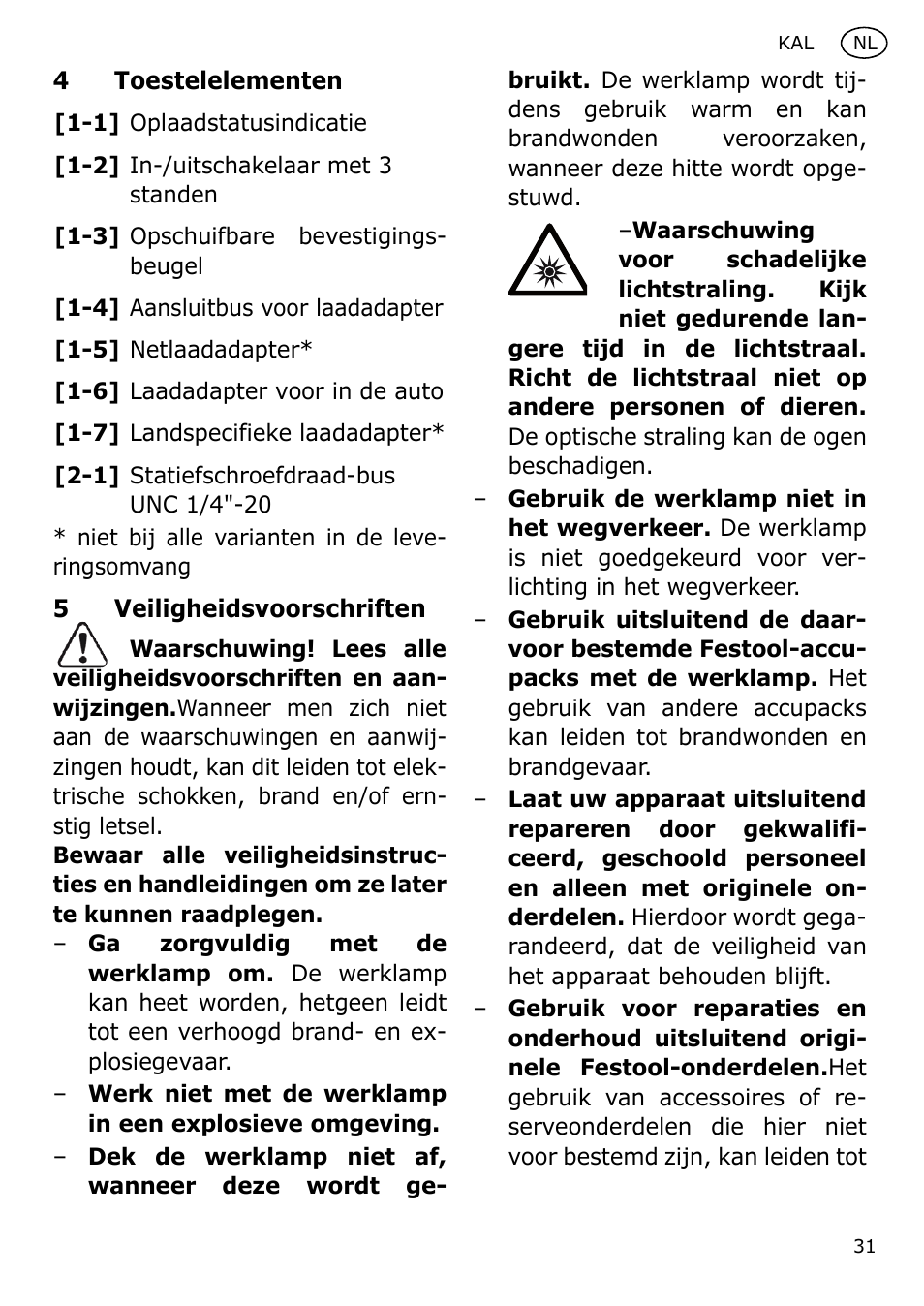 Festool KAL User Manual | Page 31 / 79