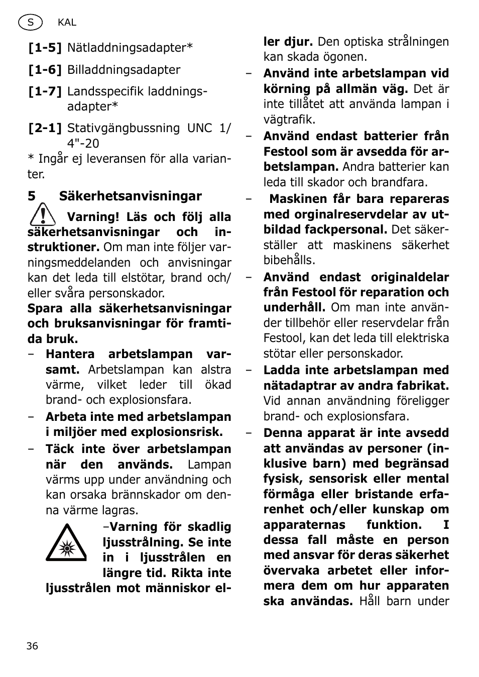 Festool KAL User Manual | Page 36 / 79