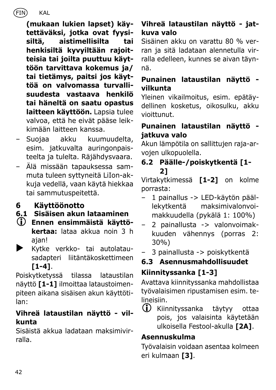 Festool KAL User Manual | Page 42 / 79