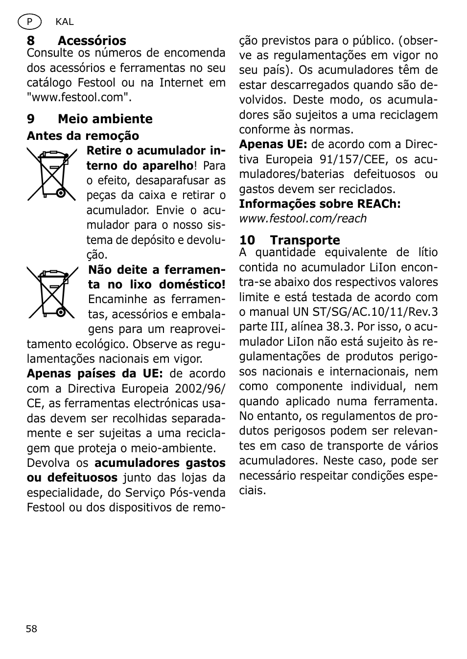 Festool KAL User Manual | Page 58 / 79