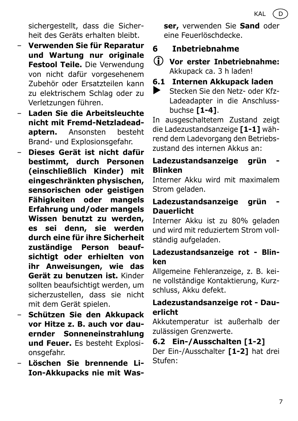 Festool KAL User Manual | Page 7 / 79