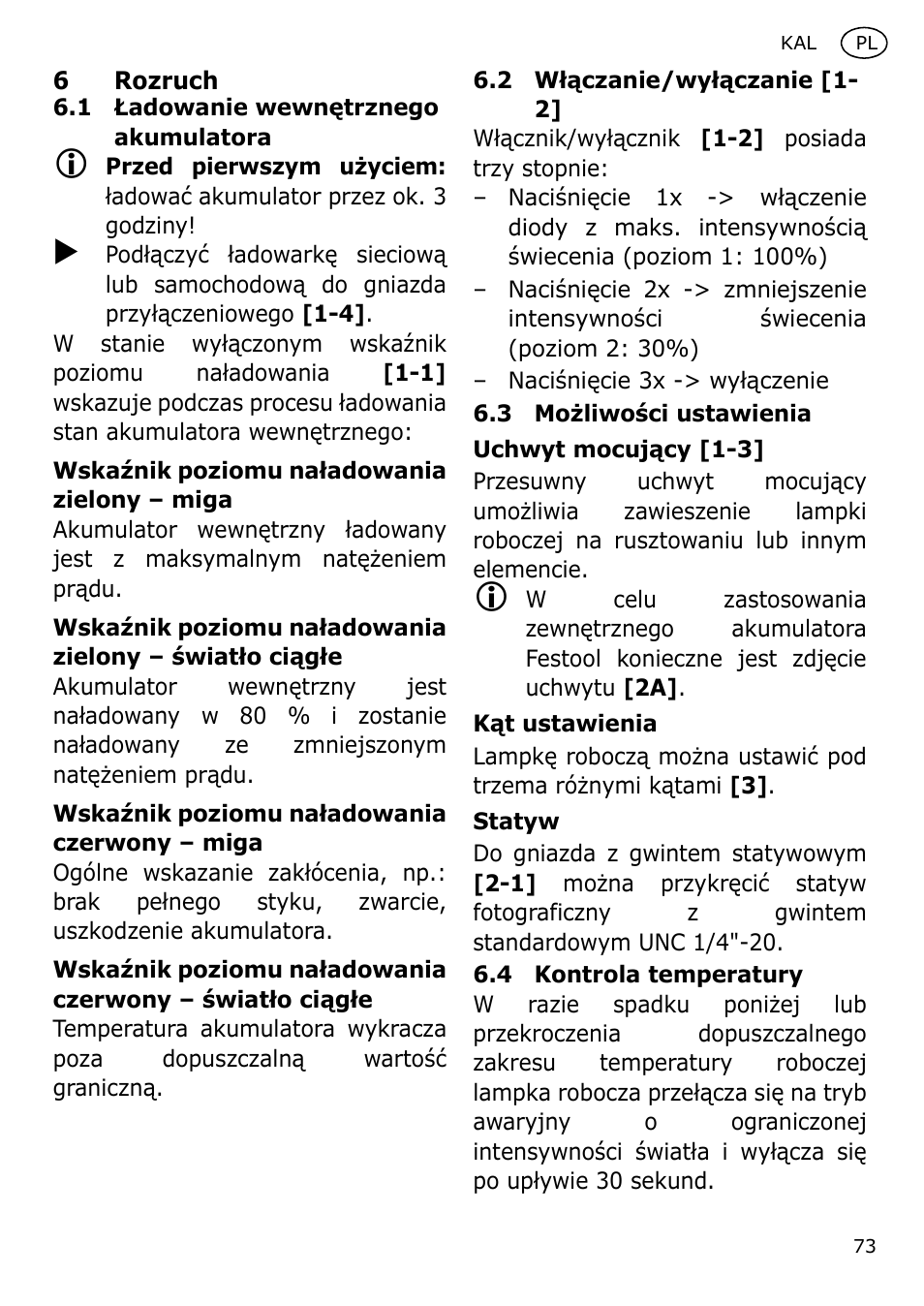 Festool KAL User Manual | Page 73 / 79