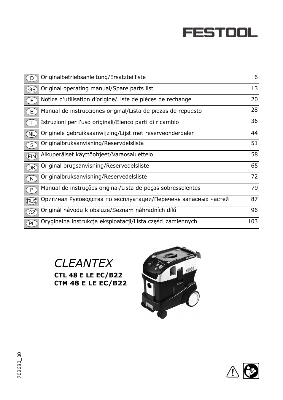 Festool CTM 48 E-LE-AC B22 CLEANTEX User Manual | 110 pages