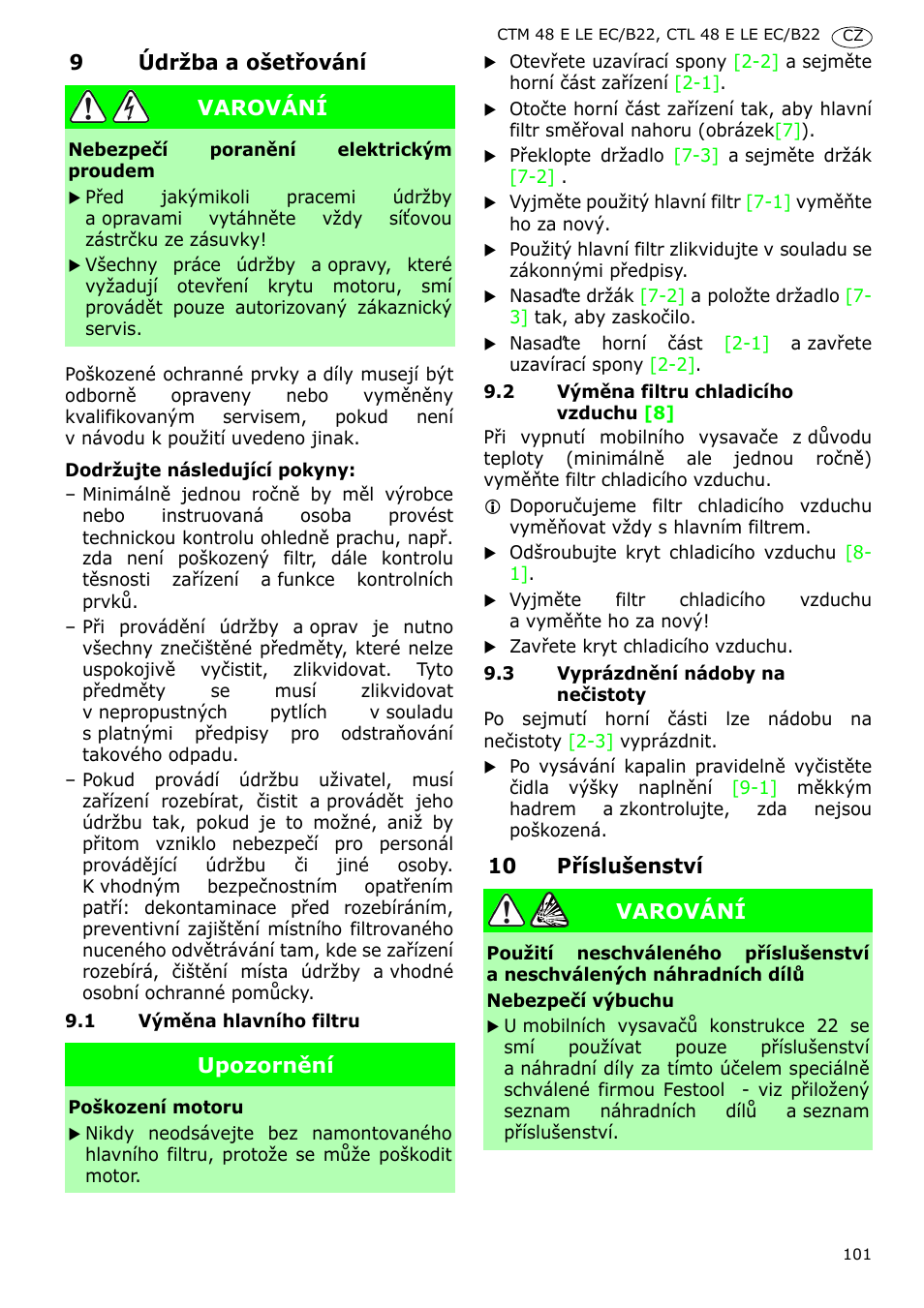 Festool CTM 48 E-LE-AC B22 CLEANTEX User Manual | Page 101 / 110