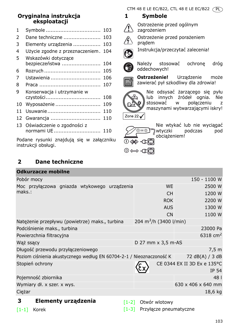 Festool CTM 48 E-LE-AC B22 CLEANTEX User Manual | Page 103 / 110