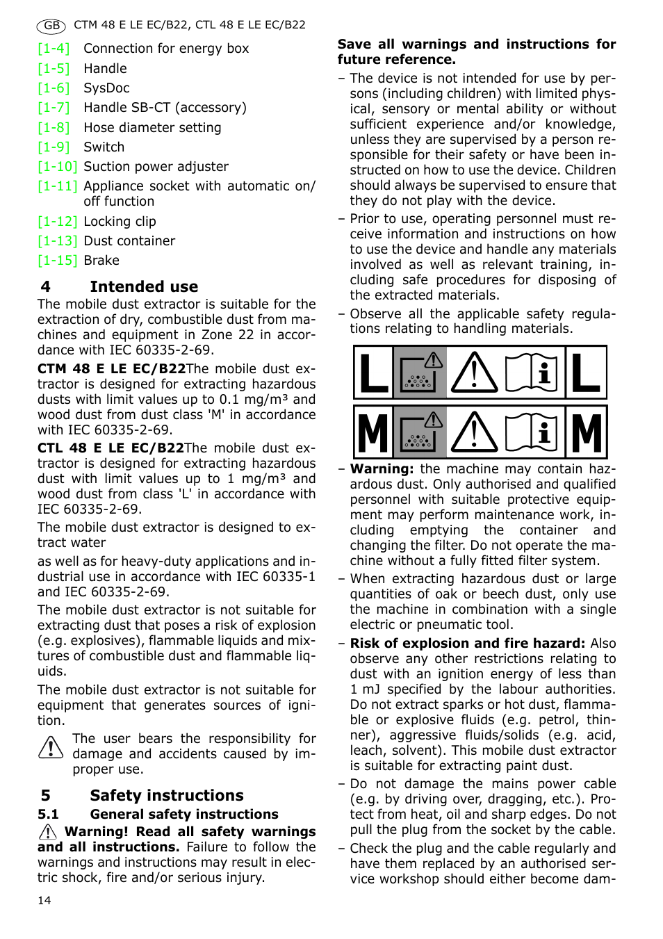 Festool CTM 48 E-LE-AC B22 CLEANTEX User Manual | Page 14 / 110