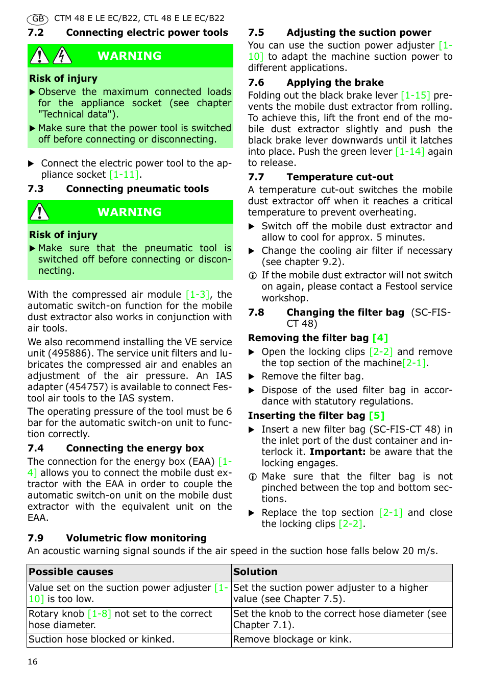 Festool CTM 48 E-LE-AC B22 CLEANTEX User Manual | Page 16 / 110