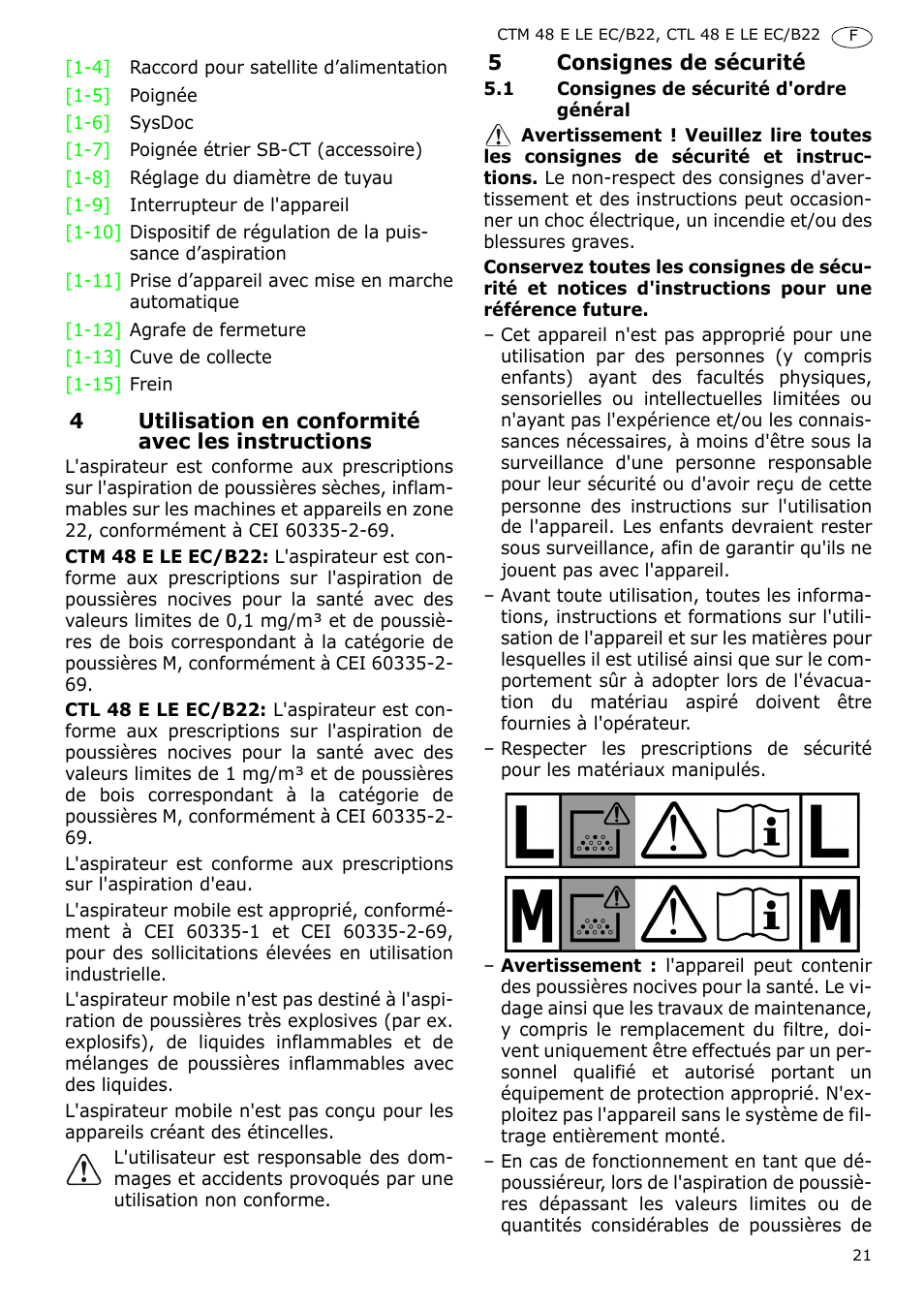 Festool CTM 48 E-LE-AC B22 CLEANTEX User Manual | Page 21 / 110