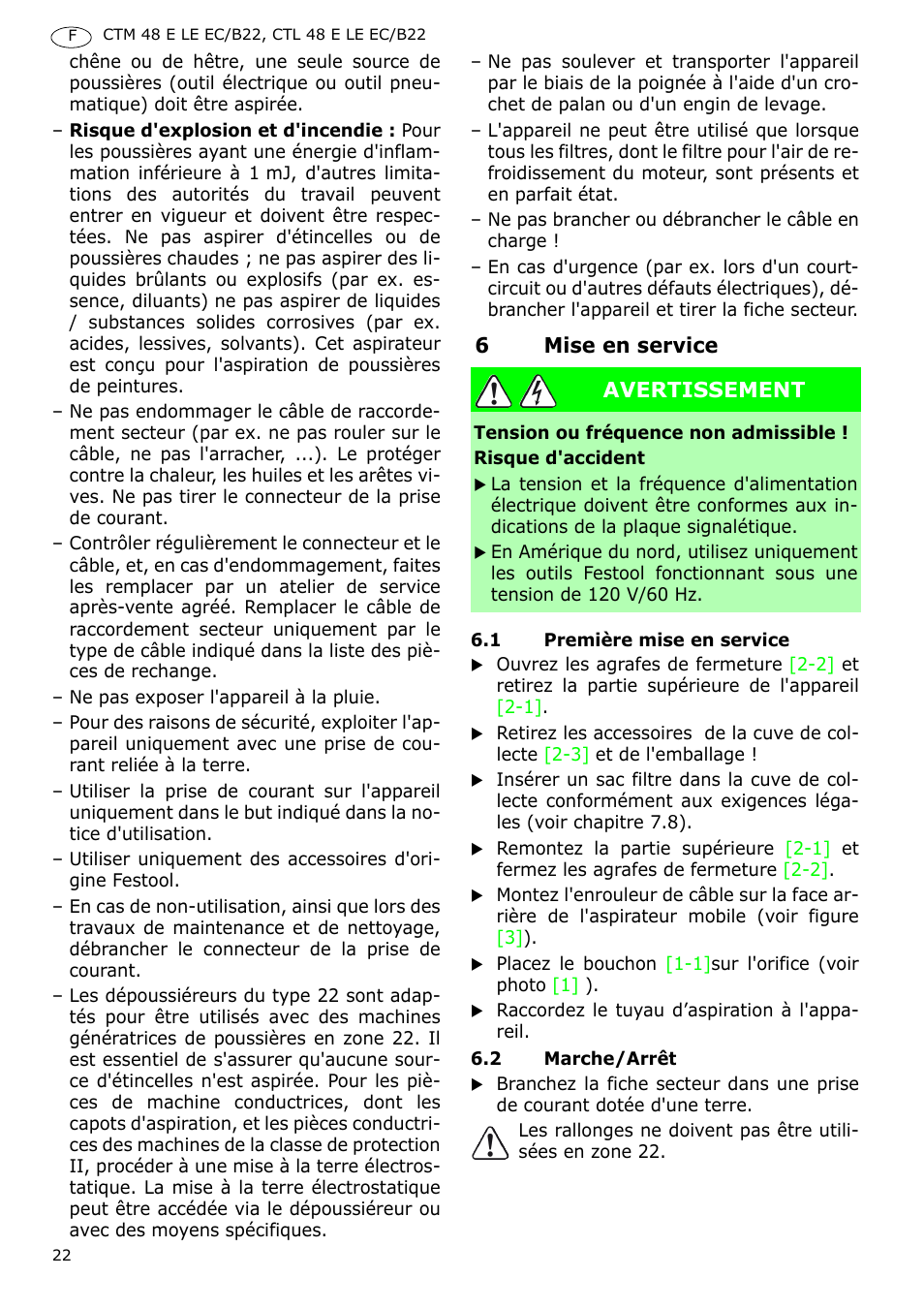 Festool CTM 48 E-LE-AC B22 CLEANTEX User Manual | Page 22 / 110