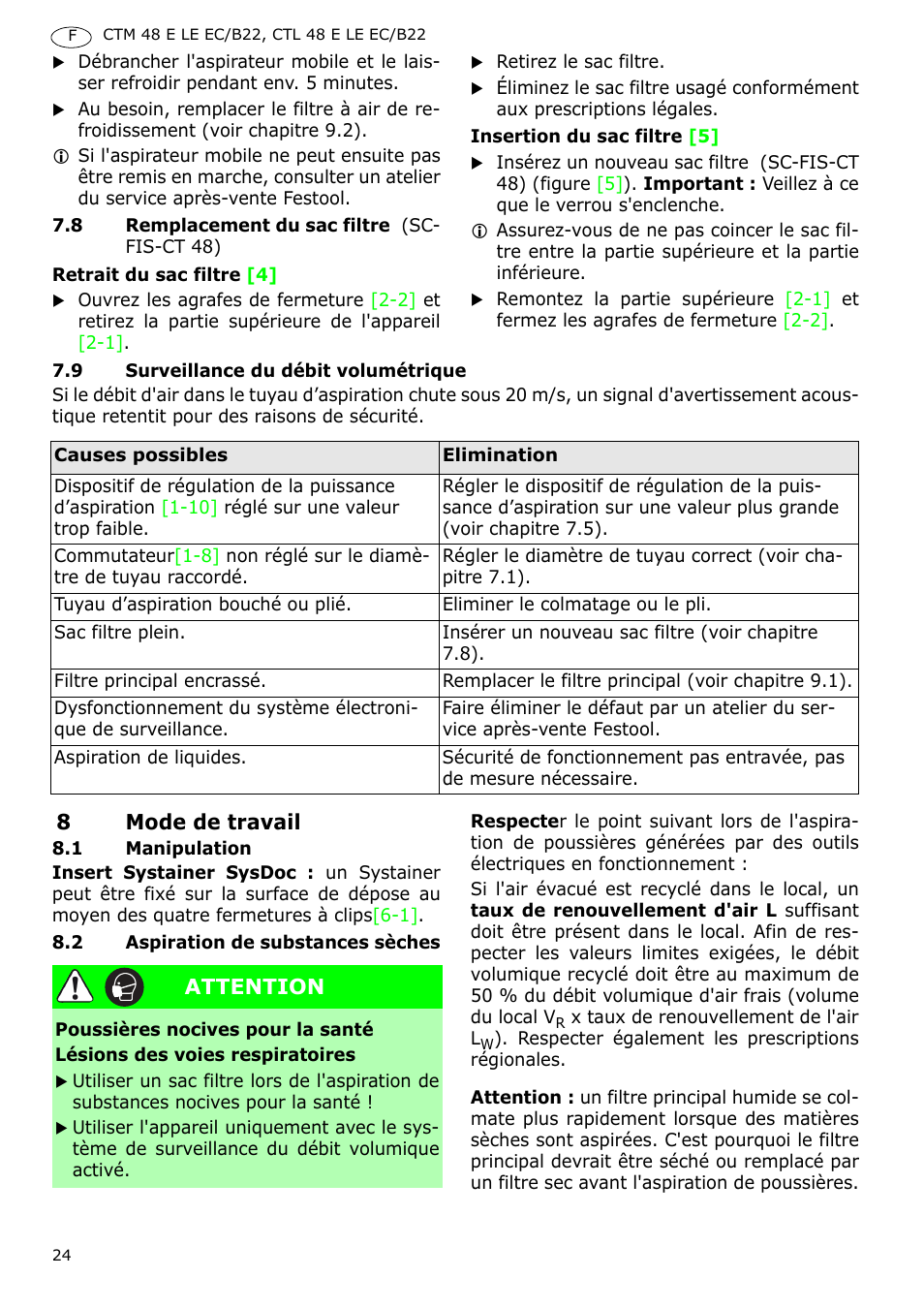 Festool CTM 48 E-LE-AC B22 CLEANTEX User Manual | Page 24 / 110