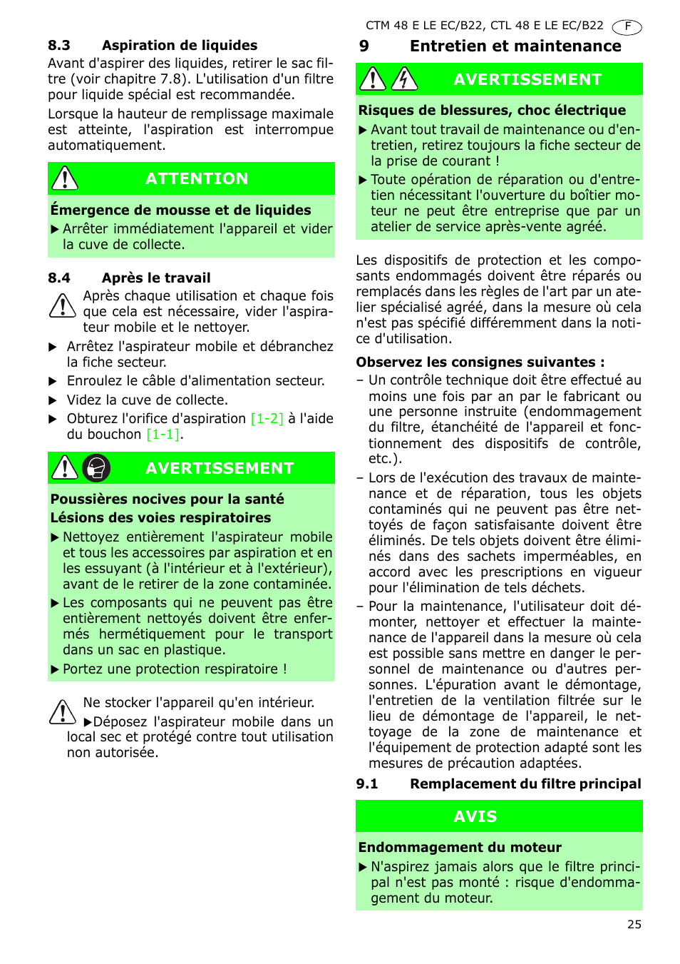Festool CTM 48 E-LE-AC B22 CLEANTEX User Manual | Page 25 / 110