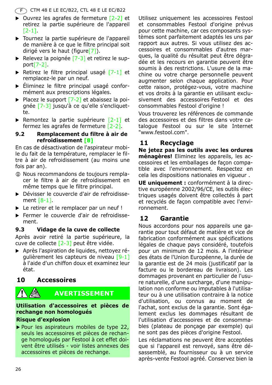 Festool CTM 48 E-LE-AC B22 CLEANTEX User Manual | Page 26 / 110