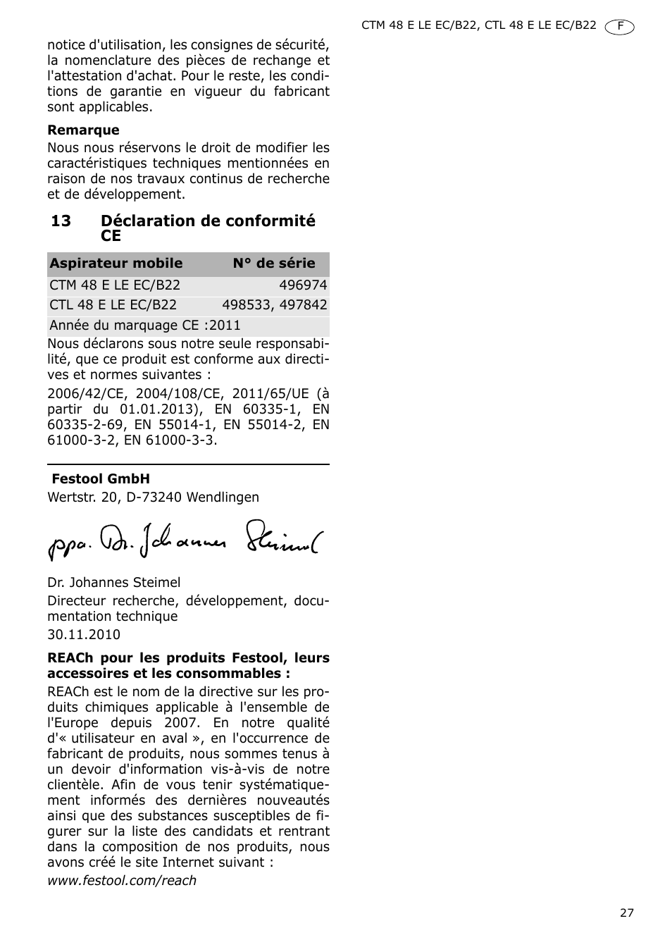 Festool CTM 48 E-LE-AC B22 CLEANTEX User Manual | Page 27 / 110