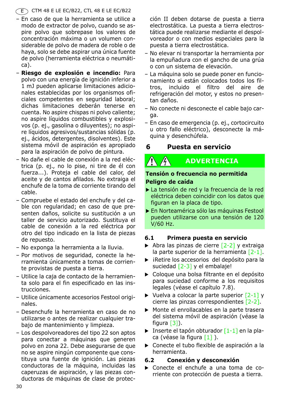 Festool CTM 48 E-LE-AC B22 CLEANTEX User Manual | Page 30 / 110
