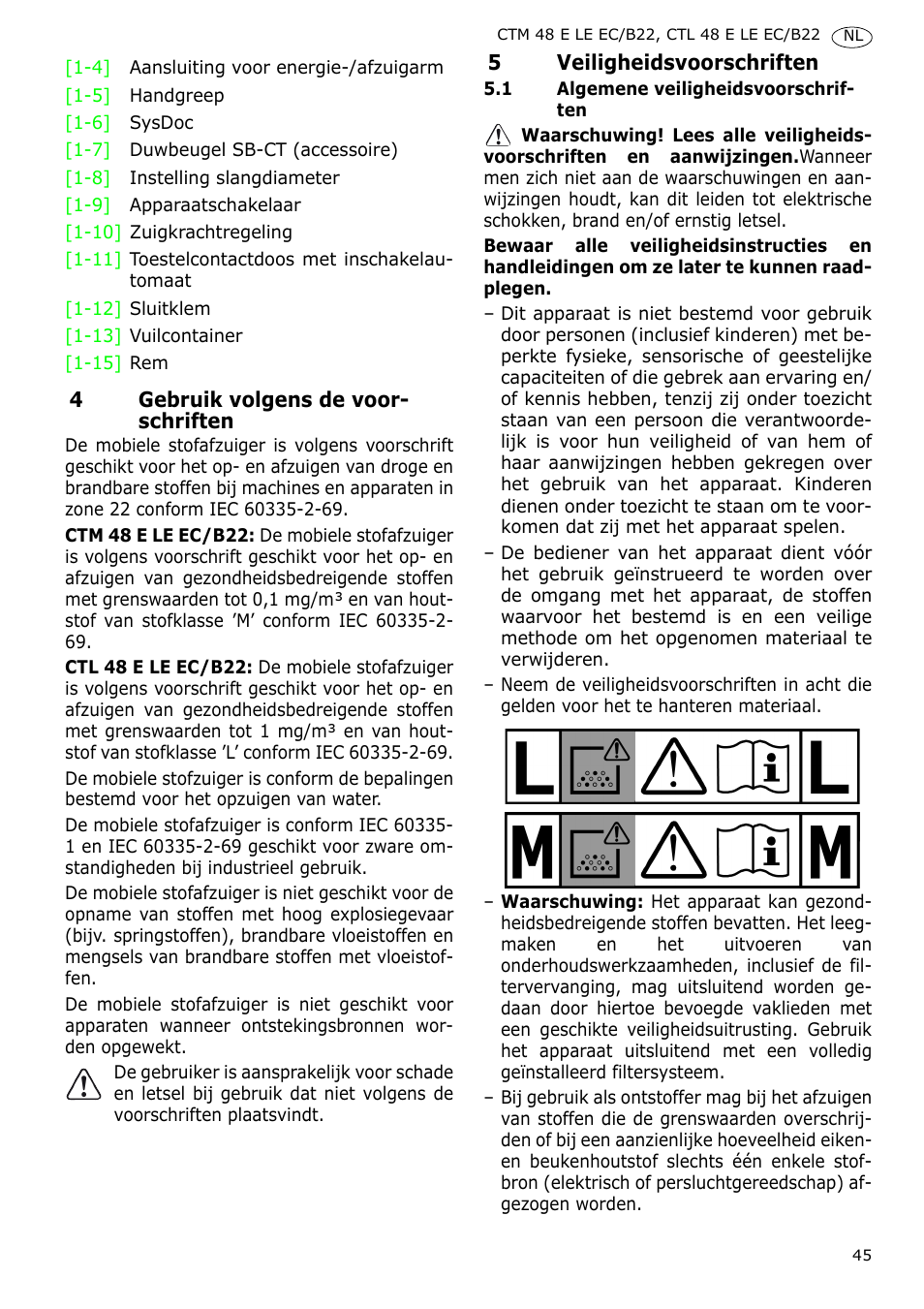 Festool CTM 48 E-LE-AC B22 CLEANTEX User Manual | Page 45 / 110