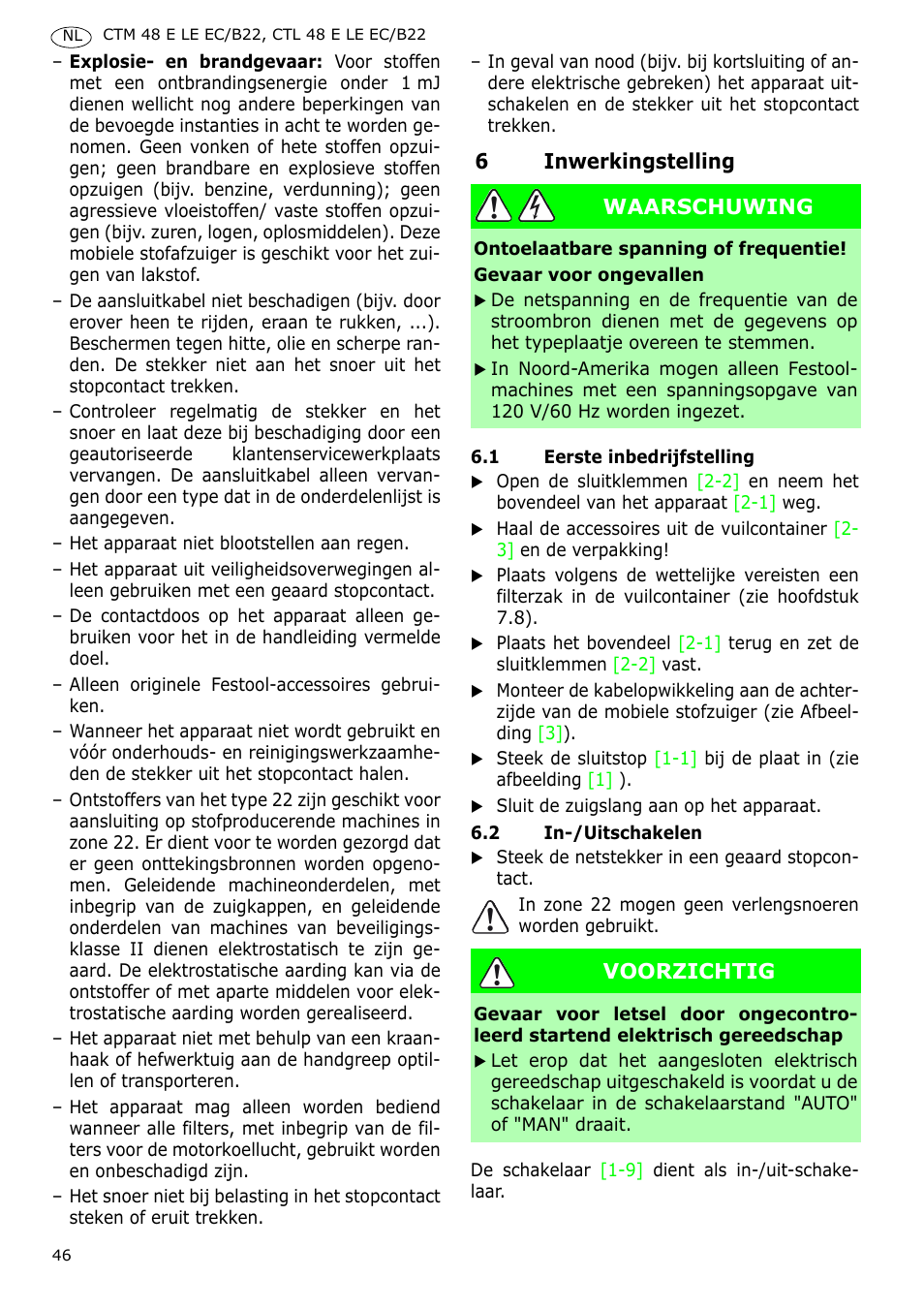 Festool CTM 48 E-LE-AC B22 CLEANTEX User Manual | Page 46 / 110