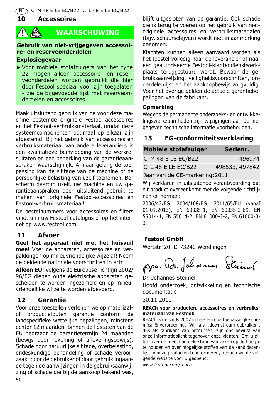 Festool CTM 48 E-LE-AC B22 CLEANTEX User Manual | Page 50 / 110