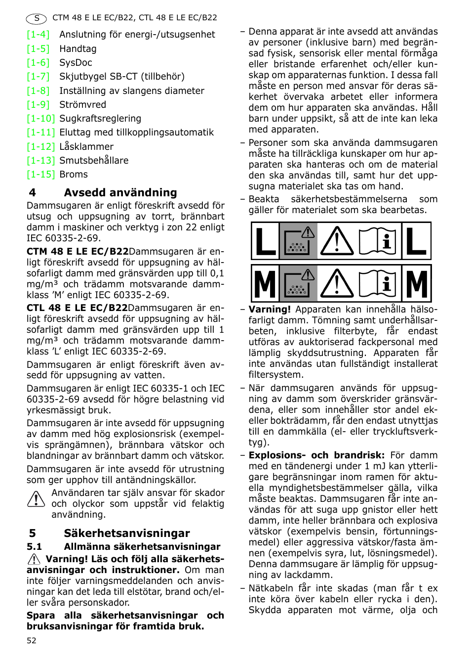 Festool CTM 48 E-LE-AC B22 CLEANTEX User Manual | Page 52 / 110