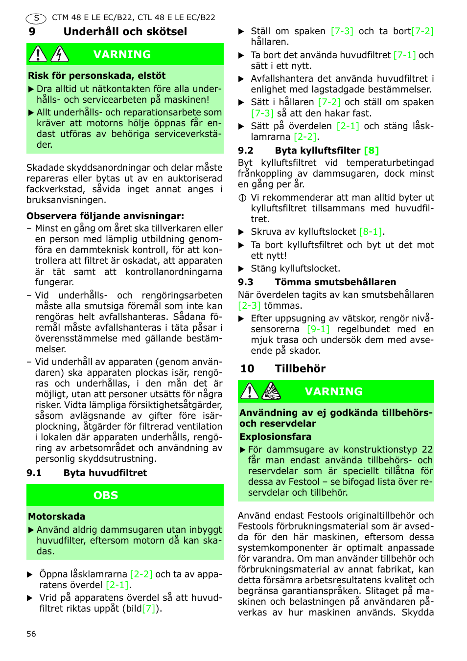 Festool CTM 48 E-LE-AC B22 CLEANTEX User Manual | Page 56 / 110