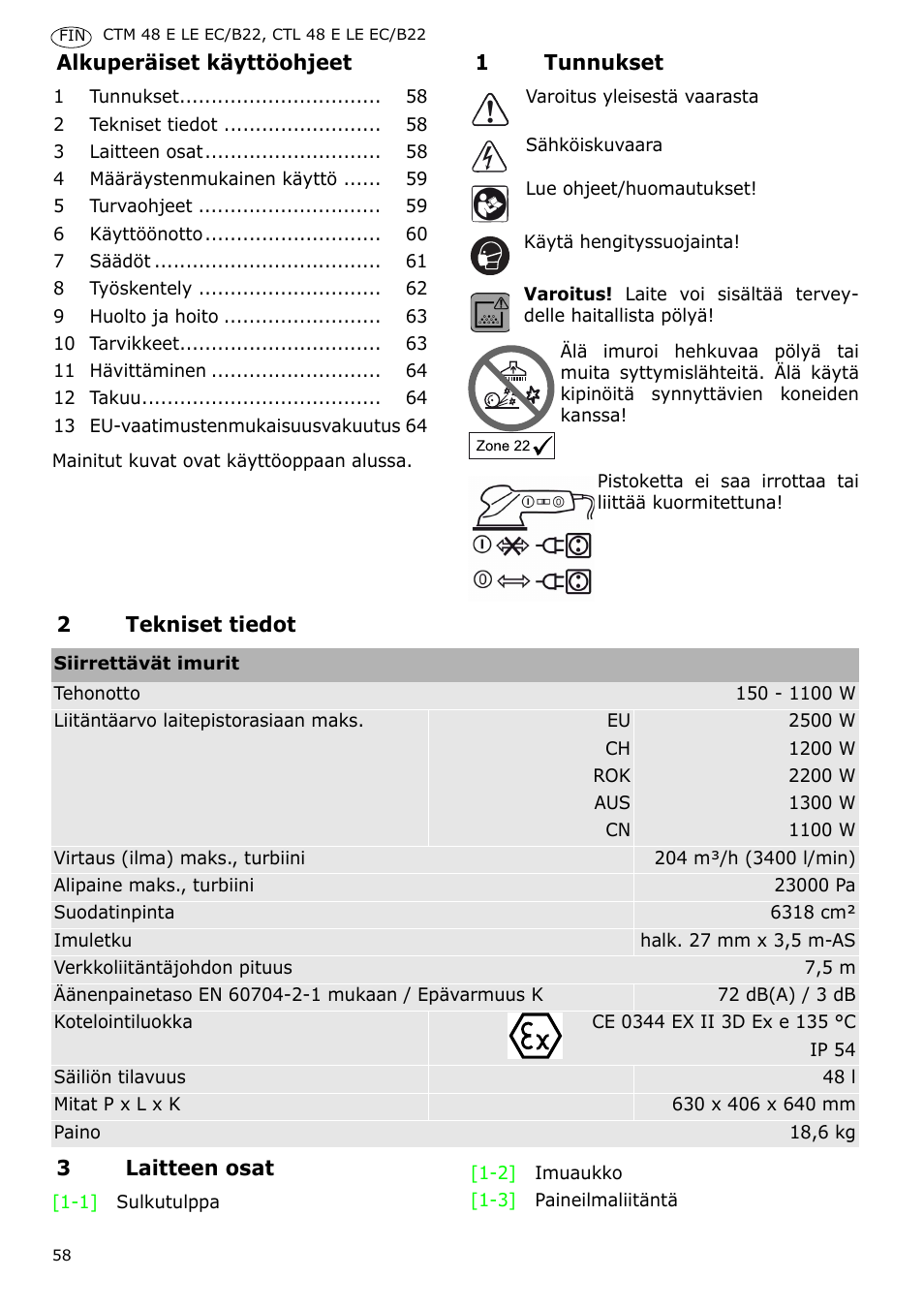 Festool CTM 48 E-LE-AC B22 CLEANTEX User Manual | Page 58 / 110