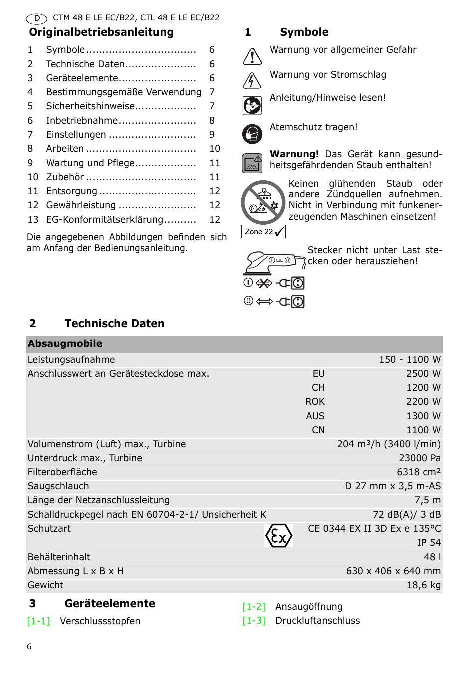 Festool CTM 48 E-LE-AC B22 CLEANTEX User Manual | Page 6 / 110