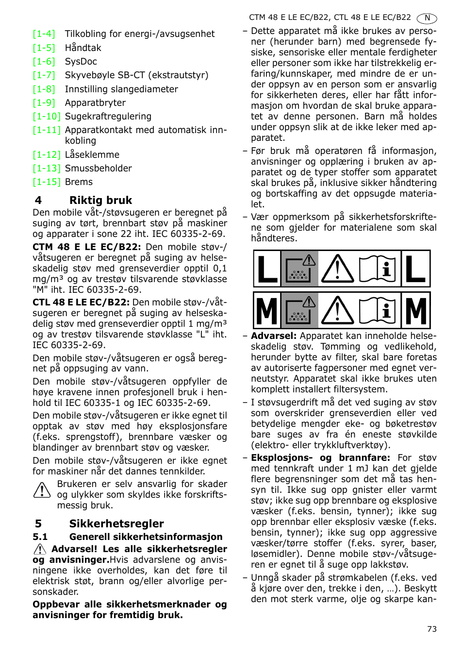 Festool CTM 48 E-LE-AC B22 CLEANTEX User Manual | Page 73 / 110