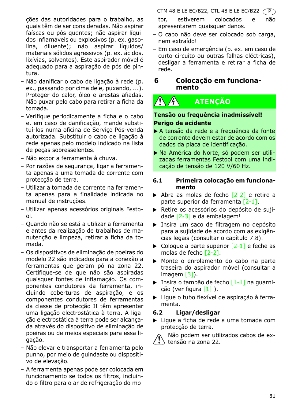 Festool CTM 48 E-LE-AC B22 CLEANTEX User Manual | Page 81 / 110