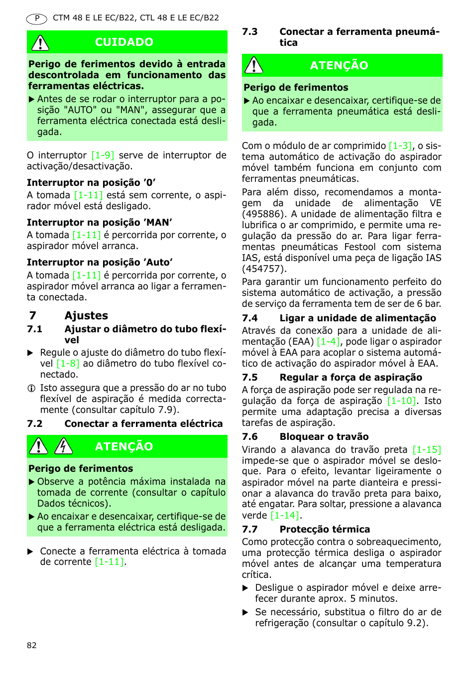 Festool CTM 48 E-LE-AC B22 CLEANTEX User Manual | Page 82 / 110
